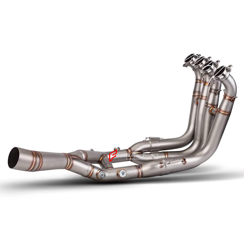 RACING TITANIUM MOTORCYCLE EXHAUST SYSTEM for BMW S1000RR M S1K S1000R

Set include:

Header
2-1 Merge Collectors
Mid pipe


Material: Titanium (can be made in Stainless Steel)

NOTE:&nbsp;Professional installation is required.

FEATURES:

Engineered Digital prototyping using 3D CAD design software, each car model chassis has been 3D laser scanned in the factor
Factory run all test cars on Italian 1200HP Dyno machine, to make the best performance design of exhaust
CNC bending machine accurately bends the tu