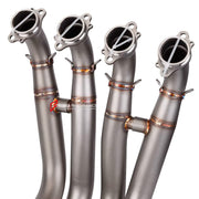 RACING TITANIUM MOTORCYCLE EXHAUST SYSTEM for BMW S1000RR M S1K S1000R

Set include:

Header
2-1 Merge Collectors
Mid pipe


Material: Titanium (can be made in Stainless Steel)

NOTE:&nbsp;Professional installation is required.

FEATURES:

Engineered Digital prototyping using 3D CAD design software, each car model chassis has been 3D laser scanned in the factor
Factory run all test cars on Italian 1200HP Dyno machine, to make the best performance design of exhaust
CNC bending machine accurately bends the tu