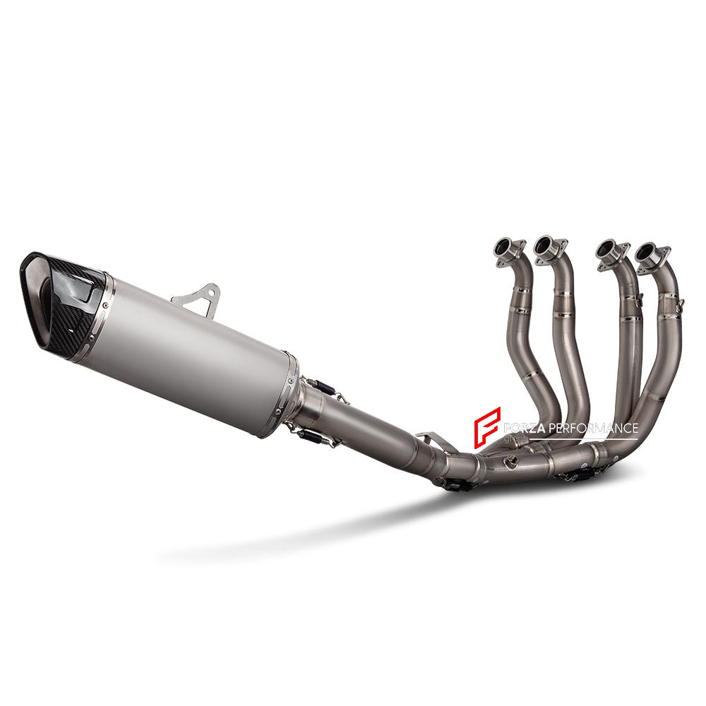 RACING TITANIUM MOTORCYCLE EXHAUST SYSTEM for SUZUKI GSX 1300R HAYABUSA GEN3 2021+

Set include:

Header
4-2-1 Merge Collectors
Mid pipe

Exhaust Slip On

Material: Titanium (can be made in Stainless Steel)

NOTE:&nbsp;Professional installation is required.

FEATURES:

Engineered Digital prototyping using 3D CAD design software, each car model chassis has been 3D laser scanned in the factor
Factory run all test cars on Italian 1200HP Dyno machine, to make the best performance design of exhaust
CNC bending m