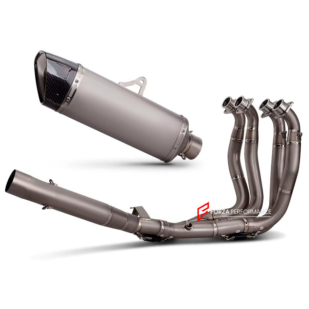 RACING TITANIUM MOTORCYCLE EXHAUST SYSTEM for SUZUKI GSX 1300R HAYABUSA GEN3 2021+

Set include:

Header
4-2-1 Merge Collectors
Mid pipe

Exhaust Slip On

Material: Titanium (can be made in Stainless Steel)

NOTE:&nbsp;Professional installation is required.

FEATURES:

Engineered Digital prototyping using 3D CAD design software, each car model chassis has been 3D laser scanned in the factor
Factory run all test cars on Italian 1200HP Dyno machine, to make the best performance design of exhaust
CNC bending m