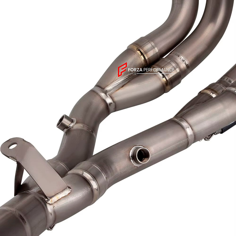 RACING TITANIUM MOTORCYCLE EXHAUST SYSTEM for SUZUKI GSX 1300R HAYABUSA GEN3 2021+

Set include:

Header
4-2-1 Merge Collectors
Mid pipe

Exhaust Slip On

Material: Titanium (can be made in Stainless Steel)

NOTE:&nbsp;Professional installation is required.

FEATURES:

Engineered Digital prototyping using 3D CAD design software, each car model chassis has been 3D laser scanned in the factor
Factory run all test cars on Italian 1200HP Dyno machine, to make the best performance design of exhaust
CNC bending m