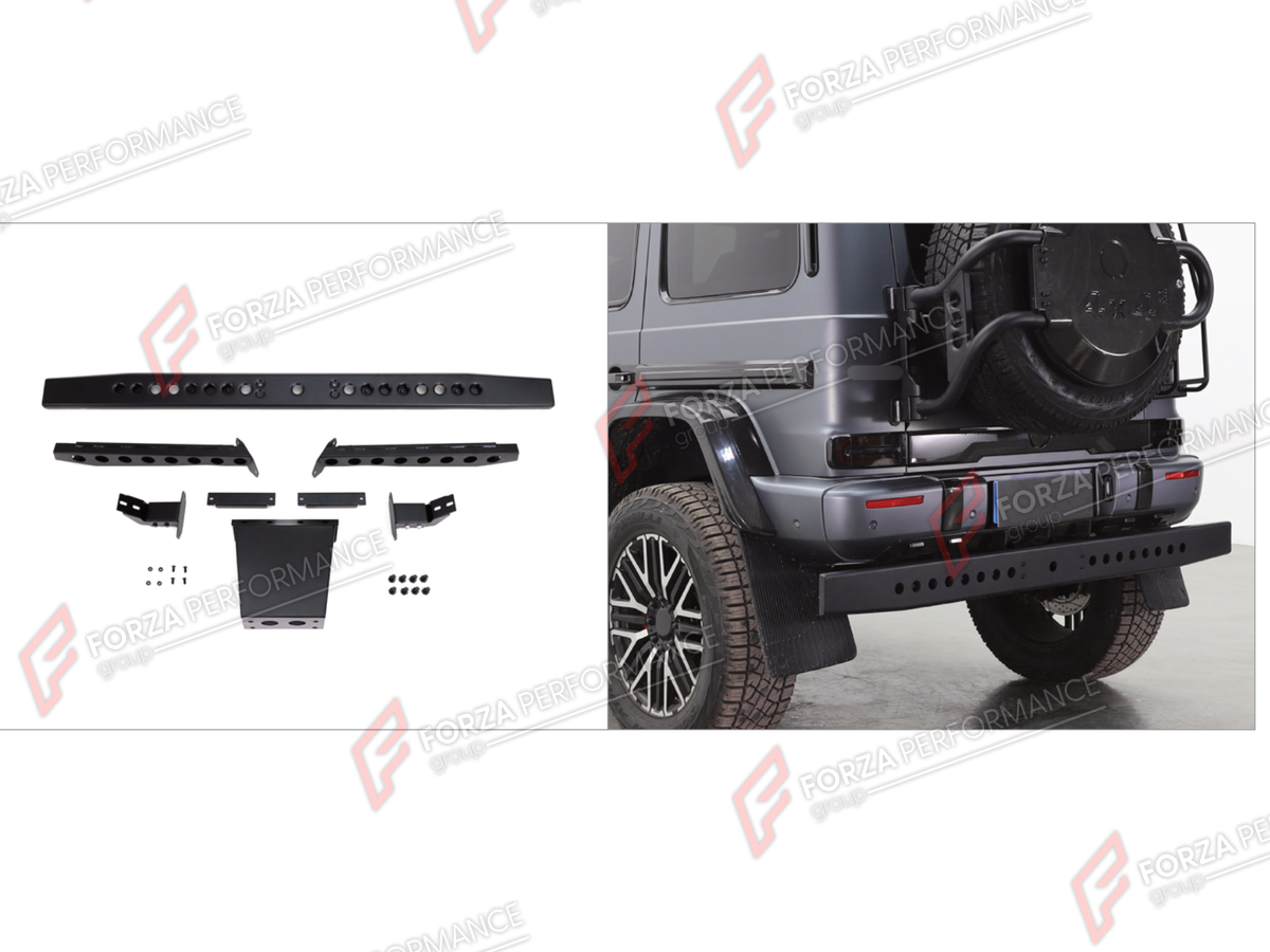 REAR BUMPER BULL BAR for Mercedes-Benz G-Class W464 4X4 2019 - 2024
Set includes:

Rear Bumper Bull Bar
Material: Plastic, Stainless Steel, Aluminium

NOTE: Professional installation is required.