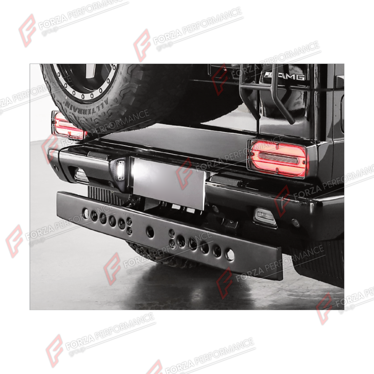 REAR BUMPER GUARD for MERCEDES-BENZ G-CLASS W463 G55 2008 - 2018 FORZA PERFORMANCE custom fit Retro Off-Road

Set includes:
Rear Bumper Guard

Material: Plastic

NOTE: Professional installation is required.