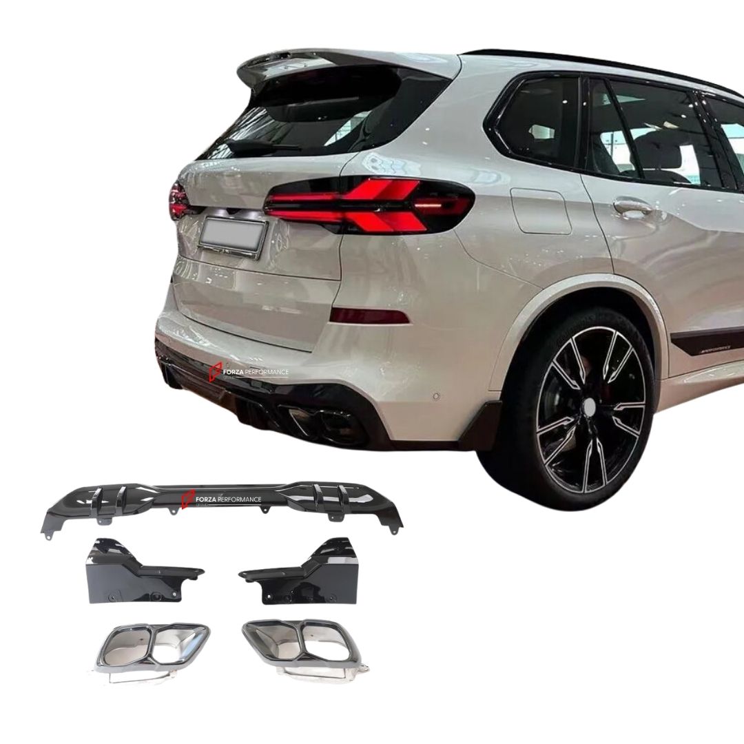 REAR DIFFUSER for BMW X5 G05 LCI M SPORT 2023+ FORZA PERFORMANCE Custom Fit
Set includes:

Rear Diffuser
Rear Canards
Exhaust Tips
Material: Plastic

NOTE: Professional installation is required.

Why “Contact Us for Pricing”?
We don’t display fixed prices because our goal is to offer you the most competitive deal possible. Product costs often decrease over time, and by requesting a quote, you’ll receive our most up-to-date price on market.

SECURED PAYMENT METHODS
PayPal (+4.4% fee)
Visa / Mastercard / Amer