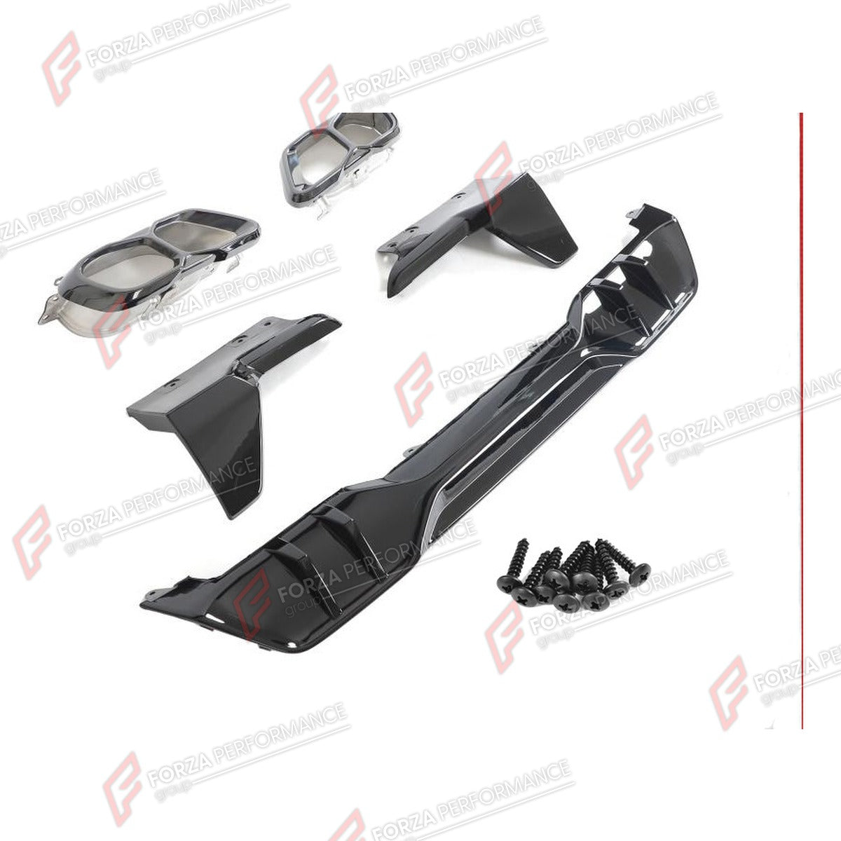 REAR DIFFUSER for BMW X5 G05 LCI M SPORT 2023+ FORZA PERFORMANCE Custom Fit
Set includes:

Rear Diffuser
Rear Canards
Exhaust Tips
Material: Plastic

NOTE: Professional installation is required.

Why “Contact Us for Pricing”?
We don’t display fixed prices because our goal is to offer you the most competitive deal possible. Product costs often decrease over time, and by requesting a quote, you’ll receive our most up-to-date price on market.

SECURED PAYMENT METHODS
PayPal (+4.4% fee)
Visa / Mastercard / Amer
