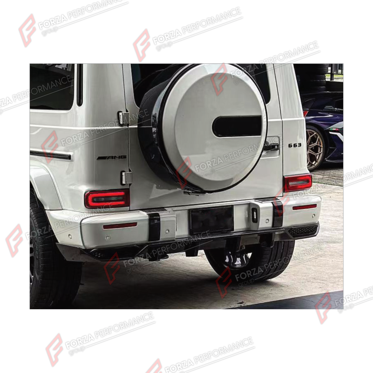 REAR DIFFUSER for MERCEDES-BENZ G-CLASS W464 G63 2019 - 2024 FORZA PERFORMANCE custom fit Shark Style

Set includes:
Rear Diffuser

Material: Plastic

NOTE: Professional installation is required.