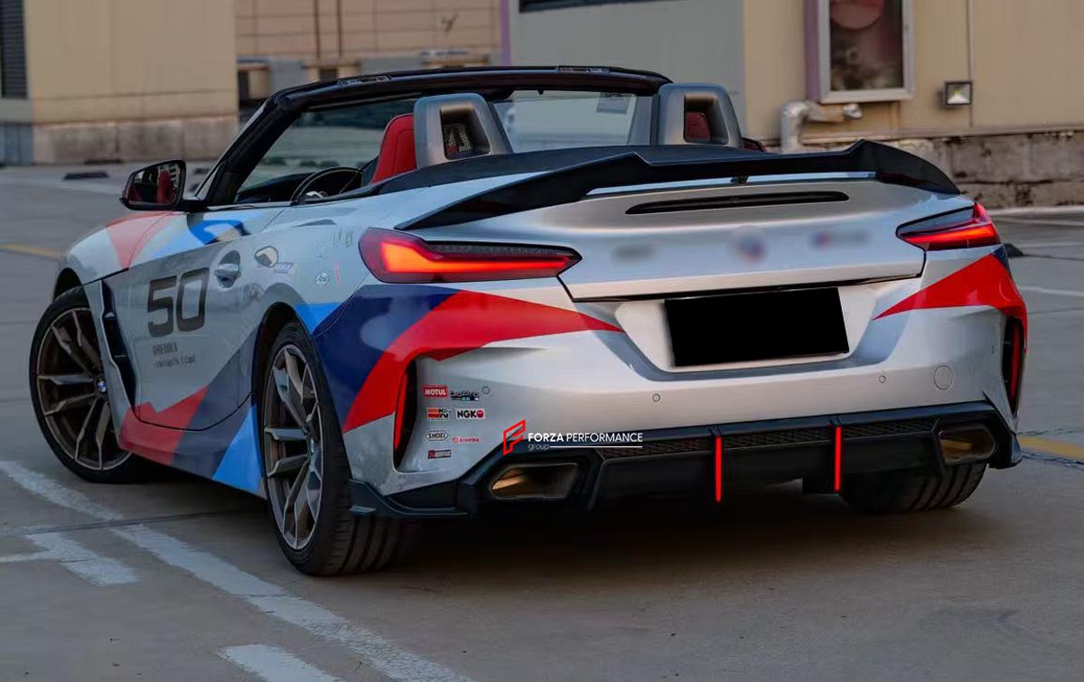 REAR DIFFUSER REAR SPOILER for BMW Z4 G29 2019+ FORZA PERFORMANCE Custom fit Dry Carbon VTEN Design Style
Set includes:

Rear Diffuser
Rear Spoiler
Material: Plastic

NOTE: Professional installation is required.