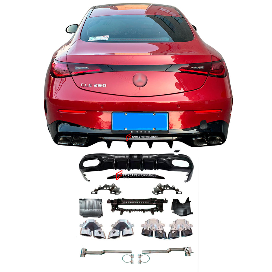 REAR DIFFUSER with EXHAUST TIPS for MERCEDES BENZ BENZ CLE300 W236 INTO CLE53 CLE63 2023+

Set includes:

Rear Diffuser
Exhaust Tips

Material:&nbsp;Plastic

NOTE:&nbsp;Professional installation is required

Why “Contact Us for Pricing”?

We don’t display fixed prices because our goal is to offer you the most competitive deal possible. Product costs often decrease over time, and by requesting a quote, you’ll receive our most up-to-date price on market.

SECURED PAYMENT METHODS&nbsp;
PayPal (+4.4% fee)
Visa 