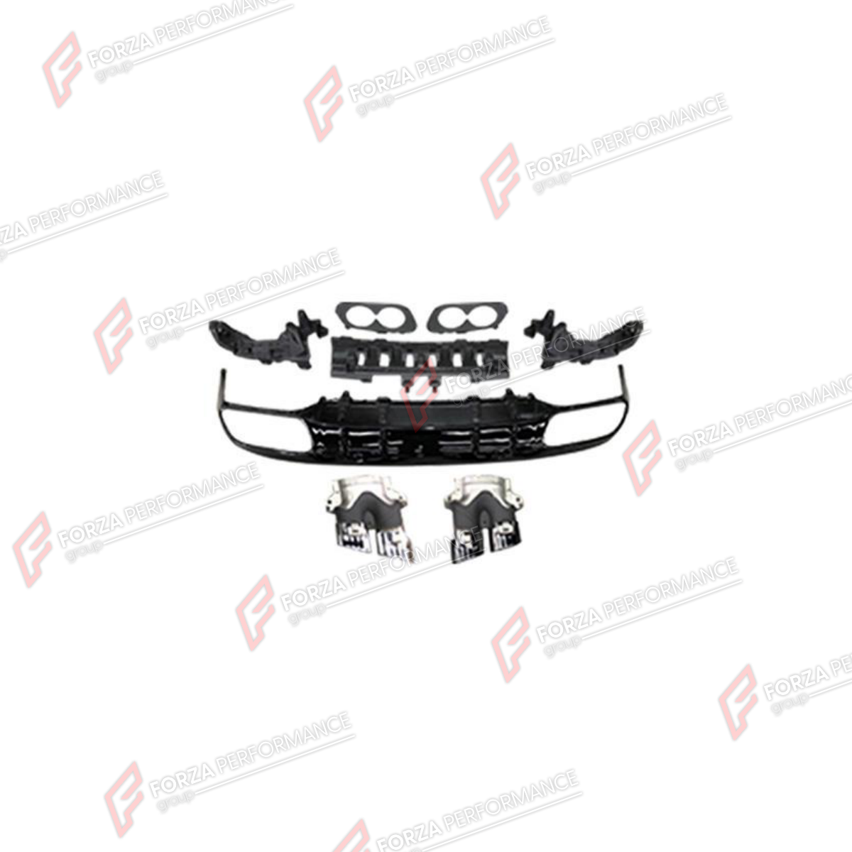 REAR DIFFUSER WITH EXHAUST TIPS for MERCEDES-BENZ C-CLASS C205 COUPE 2014 - 2022 FORZA PERFORMANCE custom fit C43 AMG Style

Set includes:
Rear Diffuser
Exhaust Tips

Material: Plastic, Stainless Steel

NOTE: Professional installation is required.