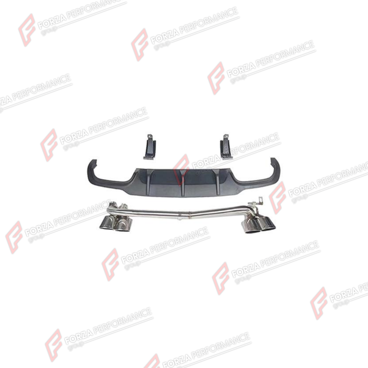 REAR DIFFUSER WITH EXHAUST TIPS for MERCEDES-BENZ C-CLASS W204 2007 - 2015 FORZA PERFORMANCE custom fit C63 AMG Style

Set includes:
Rear Diffuser
Exhaust Tips

Material: Plastic, Stainless Steel

NOTE: Professional installation is required.
