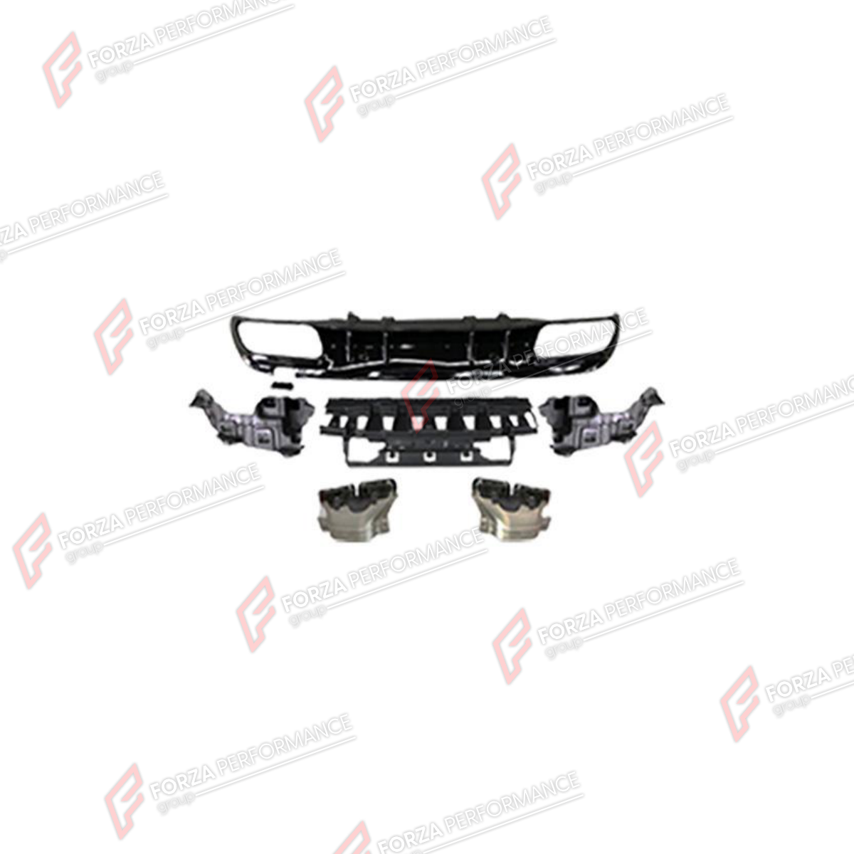 REAR DIFFUSER WITH EXHAUST TIPS for MERCEDES-BENZ C-CLASS W205 2014 - 2022 FORZA PERFORMANCE custom fit C63 AMG Style

Set includes:
Rear Diffuser
Exhaust Tips

Material: Plastic, Stainless Steel

NOTE: Professional installation is required.