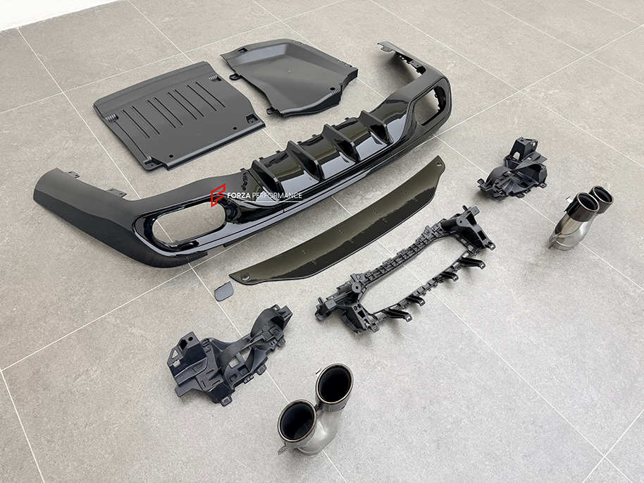 REAR DIFFUSER with EXHAUST TIPS for MERCEDES BENZ CLE CLASS AMG CLE53 2024+ C236 A236 X236

Set includes:

Rear Diffuser
Exhaust Tips

Material: Plastic + Steel

NOTE: Professional installation is required