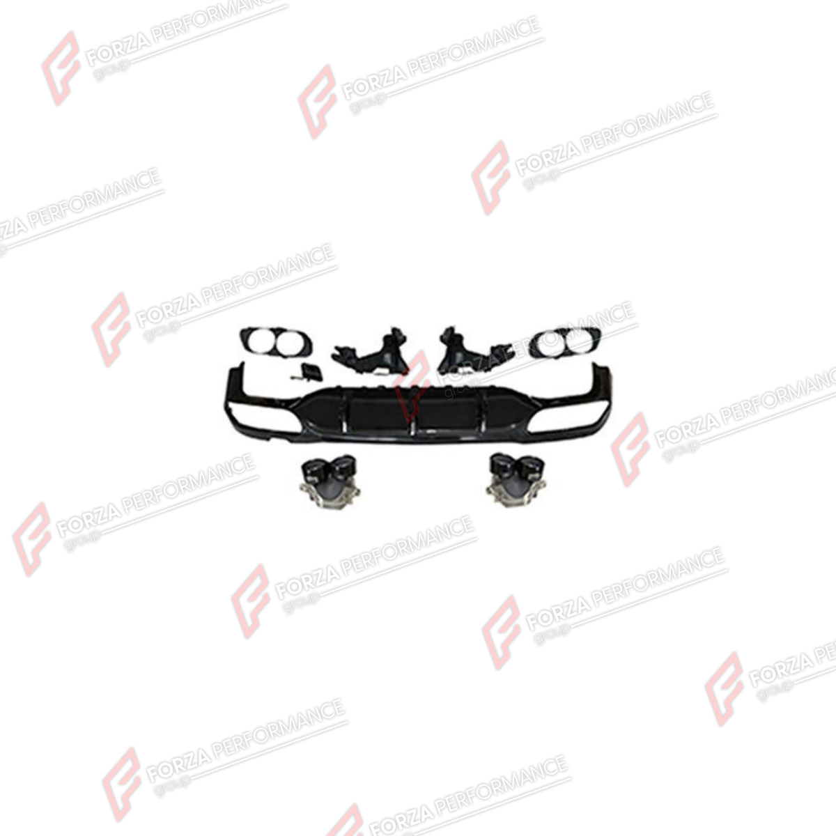 REAR DIFFUSER WITH EXHAUST TIPS for MERCEDES-BENZ E-CLASS W213 2016 - 2023 FORZA PERFORMANCE custom fit E53 AMG Style

Set includes:
Rear Diffuser
Exhaust Tips

Material: Plastic, Stainless Steel

NOTE: Professional installation is required.