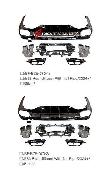 REAR DIFFUSER with EXHAUST TIPS for MERCEDES BENZ E CLASS W214 E350 E450 AMG LINE 2023+

Set includes:

Rear Diffuser
Exhaust Tips

Material: Plastic

NOTE: Professional installation is required.



Payment ►
Visa

Mastercard

PayPal with a credit card (add 4.4% at checkout)
Payoneer
Cryptocurrency
Shipment ►
By express DHL/UPS/TNT/FedEx
To the local international airport
Special line by air
Special line by the sea
To Europe and the UK by train

Please let us know which shipping option you prefer.