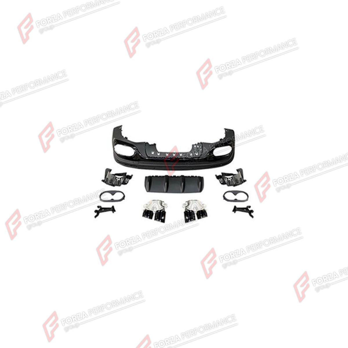 REAR DIFFUSER WITH EXHAUST TIPS for MERCEDES-BENZ GLB-CLASS X247 2019 - 2023 FORZA PERFORMANCE custom fit GLB45 AMG Style

Set includes:
Rear Diffuser
Exhaust Tips

Material: Plastic, Stainless Steel

NOTE: Professional installation is required.