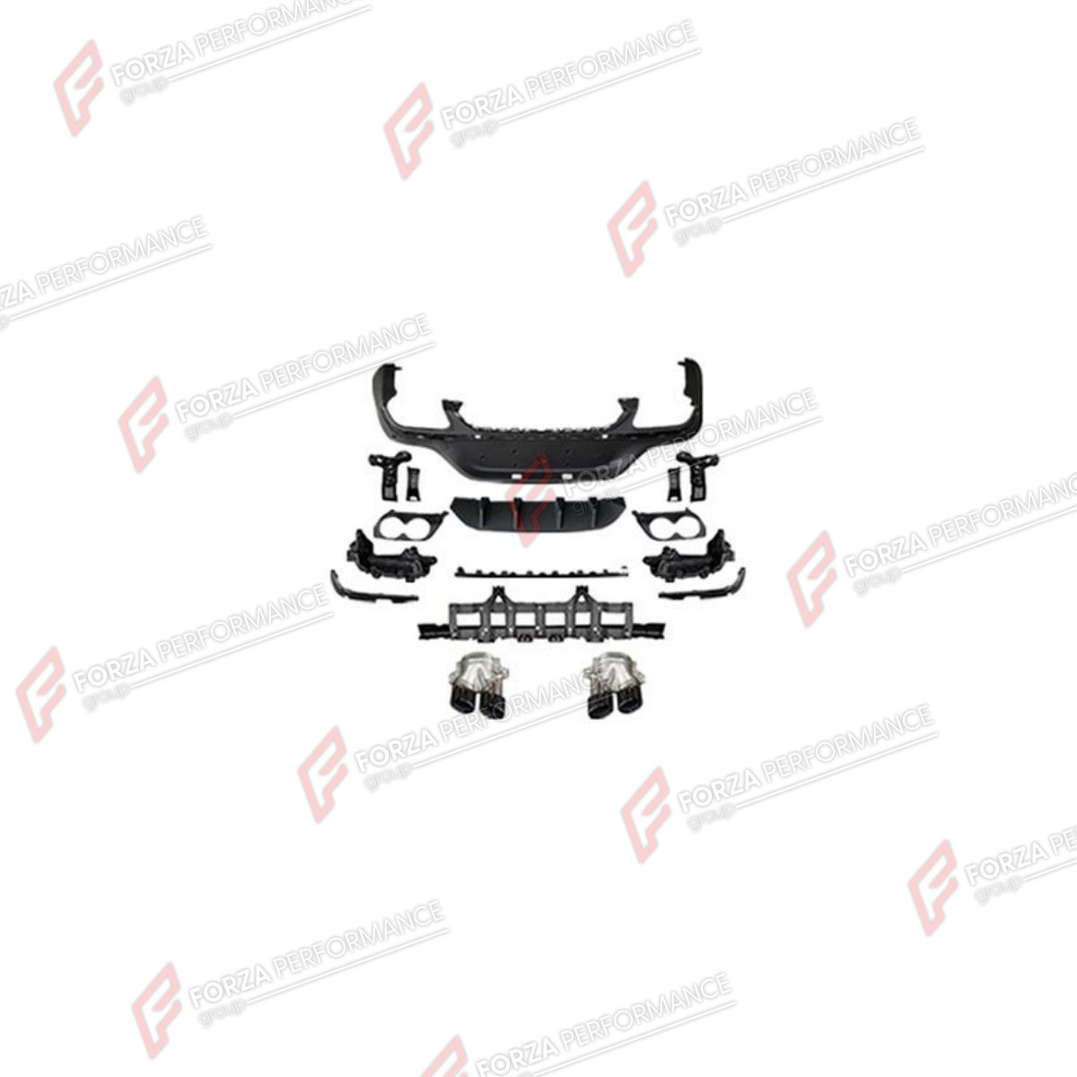 REAR DIFFUSER WITH EXHAUST TIPS for MERCEDES-BENZ GLC-CLASS COUPE C253 2016 - 2023 FORZA PERFORMANCE custom fit GLC43 AMG Style

Set includes:
Rear Diffuser
Exhaust Tips

Material: Plastic, Stainless Steel

NOTE: Professional installation is required.