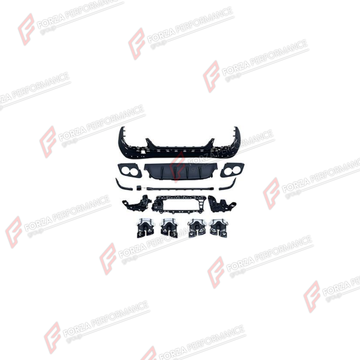 REAR DIFFUSER WITH EXHAUST TIPS for MERCEDES-BENZ GLC-CLASS X254 2022 - 2026 FORZA PERFORMANCE custom fit GLC43 AMG Style

Set includes:
Rear Diffuser
Exhaust Tips

Material: Plastic, Stainless Steel

NOTE: Professional installation is required.
