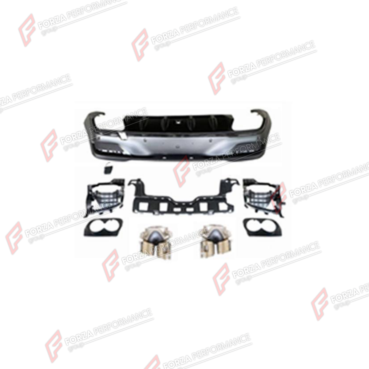 REAR DIFFUSER WITH EXHAUST TIPS for MERCEDES-BENZ GLE-CLASS COUPE C167 2019 - 2023 FORZA PERFORMANCE custom fit GLE53 AMG Style

Set includes:
Rear Diffuser
Exhaust Tips

Material: Plastic, Stainless Steel

NOTE: Professional installation is required.