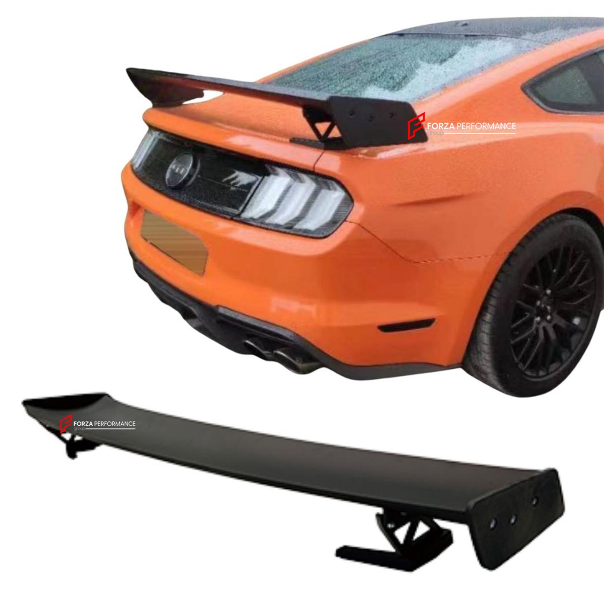 REAR SPOILER WING for FORD MUSTANG S550 2015 - 2022
Set includes:

Rear Spoiler Wing
Mounting Brackets and Hardware
Material: Plastic

NOTE: Professional installation is required.