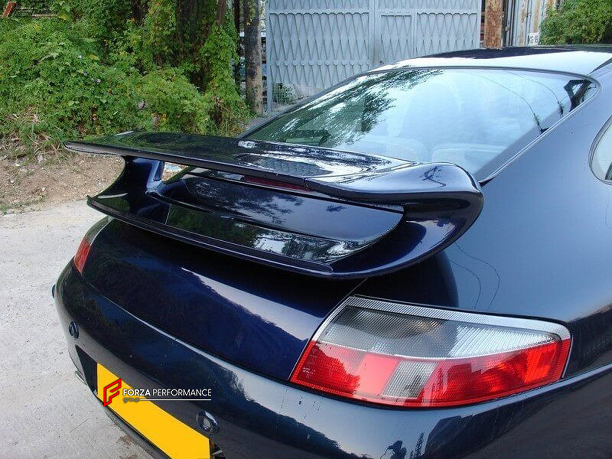 REAR SPOILER WING for PORSCHE 996 CARRERA FORZA PERFORMANCE custom fit GT3 Style
Set includes:

Rear Spoiler Wing
NOTE: Professional installation is required.
