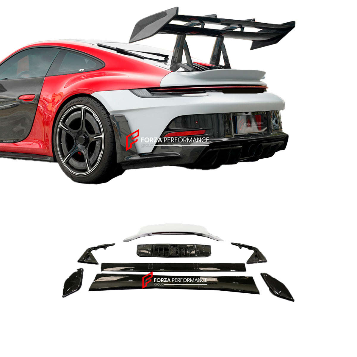 UPGRADE CARBON REAR WING SPOILER KIT for PORSCHE 911 992.1 CARRERA upgrade to GT3 RS