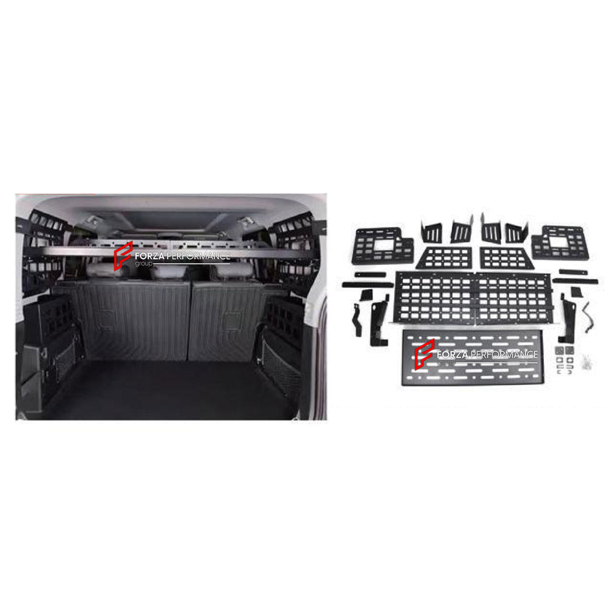 REAR TRUNK STORAGE MOLLE PANEL KIT for Jetour T2 Traveller 2024+
Set includes:

Rear Trunk Storage Molle Panel Kit
Material: Plastic

NOTE: Professional installation is required.