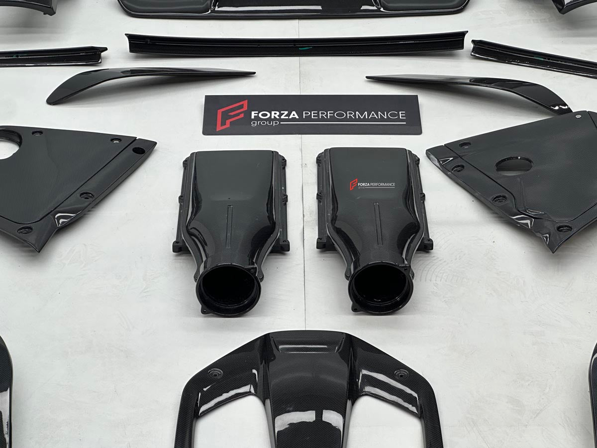 REPLACEMENT CARBON BODY KIT for FERRARI 812 SUPERFAST GTS 2017 - 2024 Forza Performance Custom Fit OEM NOVITEC
Set includes:

Front Bumper
Front Lip
Front Canards
Side Skirts
Air Intake Ducts
Rear Bumper
Rear Diffuser
Rear Spoiler
Material: Carbon

NOTE: Professional installation is required.