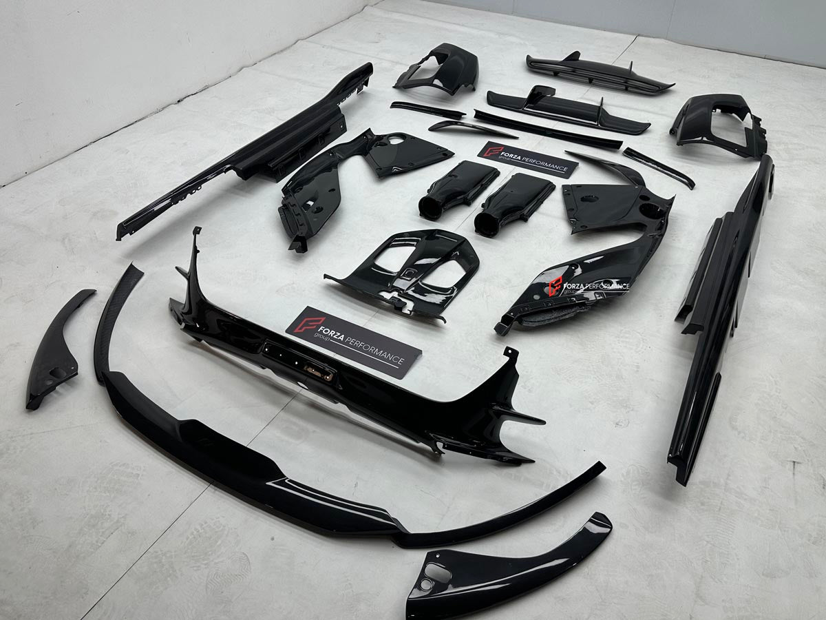 REPLACEMENT CARBON BODY KIT for FERRARI 812 SUPERFAST GTS 2017 - 2024 Forza Performance Custom Fit OEM NOVITEC
Set includes:

Front Bumper
Front Lip
Front Canards
Side Skirts
Air Intake Ducts
Rear Bumper
Rear Diffuser
Rear Spoiler
Material: Carbon

NOTE: Professional installation is required.