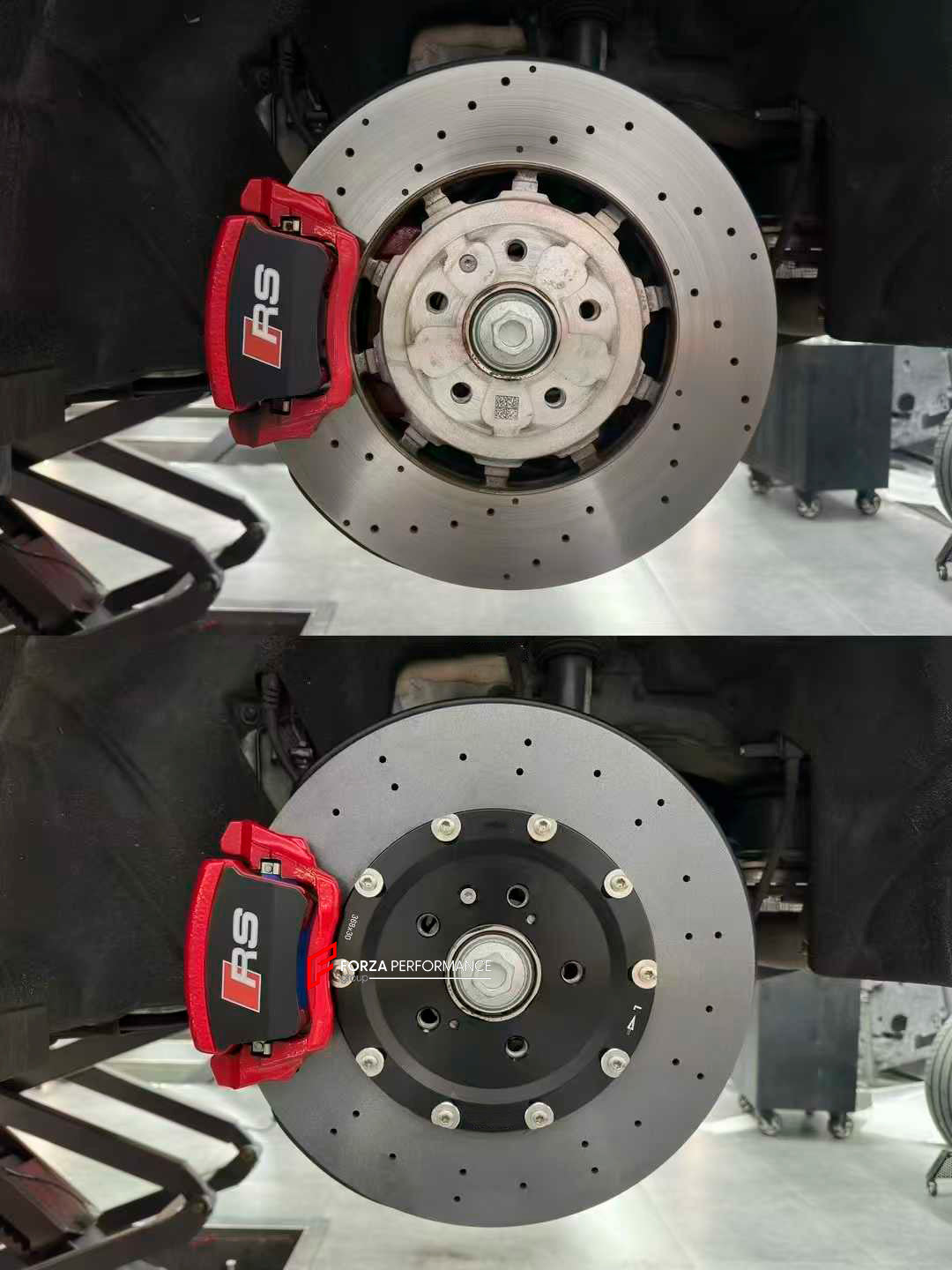 REPLACEMENT CARBON CERAMIC BRAKE DISK ROTORS for AUDI RS6 C8 2019+

Forza Performance Group offers various types of big brake kits, all types of aftermarket brake calipers, as well as genuine original brands of all types, such as AP Racing, Brembo, Akebono, AMG, M Performance, Audi, Porsche, Lamborghini, Toyota TRD, etc.

In the photos above you can see an installed Forza Performance Group set of carbon ceramic discs for the AUDI RS6 C8 2019+ with 420mm/368mm brake rotors.

Material: Carbon Ceramic

Current