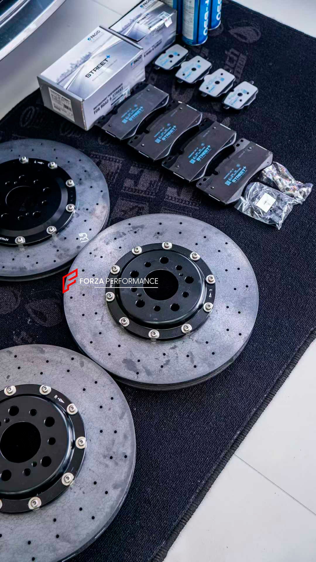 REPLACEMENT CARBON CERAMIC BRAKE DISK ROTORS for BMW M3 G80 LCI 2024+

Forza Performance Group offers various types of big brake kits, all types of aftermarket brake calipers, as well as genuine original brands of all types, such as AP Racing, Brembo, Akebono, AMG, M Performance, Audi, Porsche, Lamborghini, Toyota TRD, etc.

Material: Carbon Ceramic

Current set includes:

2x Front Brake Discs 380 mm
2x Rear Brake Discs 370 mm
4x Authentic Pagid Street+ Brake Pads

PLEASE INCLUDE YOUR VIN, MODEL AND YEAR WH