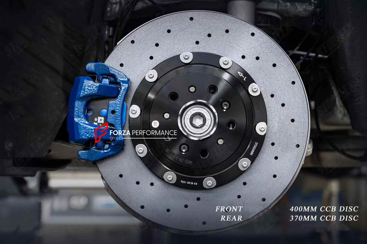 REPLACEMENT CARBON CERAMIC BRAKE DISK ROTORS for BMW M3 M4 G80 G82 2020+

Forza Performance Group offers various types of big brake kits, all types of aftermarket brake calipers, as well as genuine original brands of all types, such as AP Racing, Brembo, Akebono, AMG, M Performance, Audi, Porsche, Lamborghini, Toyota TRD, etc.

In the photos above you can see an installed Forza Performance Group set of carbon ceramic discs for the BMW M3 G80&nbsp;with 400mm/370mm brake rotors.

Material: Carbon Ceramic

Cur