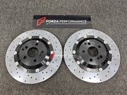 REPLACEMENT CARBON CERAMIC BRAKE DISK ROTORS KIT for MERCEDES BENZ AMG GT63 S X290 4-DOOR 2018+ Forza Performance Custom Fit CCB Carbon Ceramic Brake Discs 390x36 360x36 Cross Drilled for Stock Steel Calipers
Set includes:

Front Carbon Ceramic Brake Disc Rotors 390 x 36 mm (fit stock steel calipers)
Front Brake Pads
Hub Centric Rings
Rear Carbon Ceramic Brake Disc Rotors 360 x 36 mm (fit stock steel calipers)
Rear Brake Pads
Material: Carbon Ceramic

NOTE: Professional installation is required.