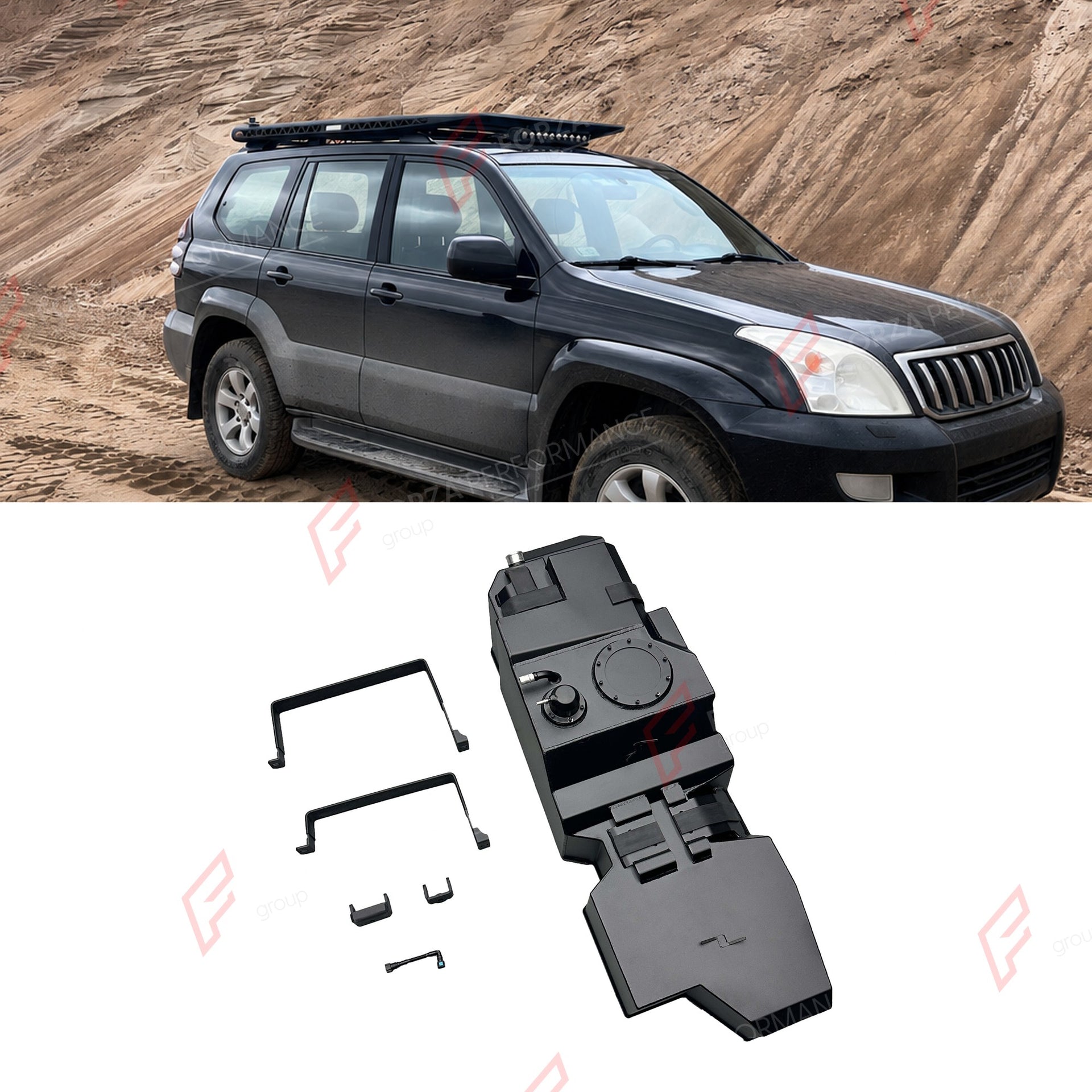 REPLACEMENT LONG RANGE FUEL TANK SYSTEM 120L, +33L (EXTRA 9 GAL) EXTENDED RANGE for TOYOTA LAND CRUISER PRADO LC120 2.7L PETROL 2003-2009