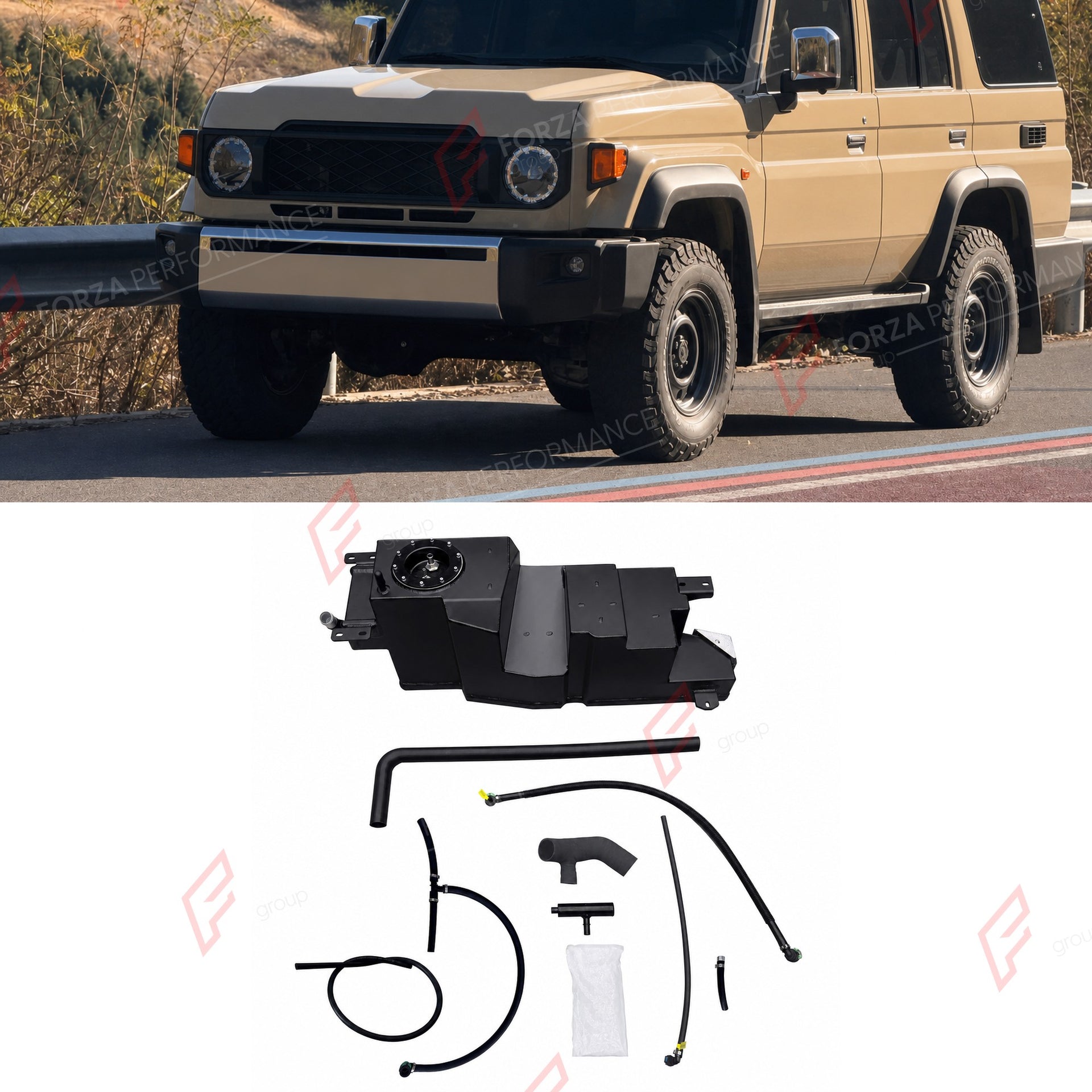 REPLACEMENT LONG RANGE FUEL TANK SYSTEM 180L, +90L (EXTRA 24 GAL) EXTENDED RANGE for TOYOTA LAND CRUISER LC76 4.0L PETROL 2007+