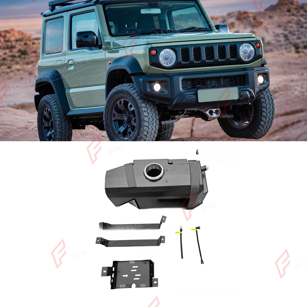 REPLACEMENT LONG RANGE FUEL TANK SYSTEM 65L, +25L (EXTRA 7 GAL) EXTENDED RANGE for SUZUKI JIMNY JB74 PETROL (5-DOOR) 2018+