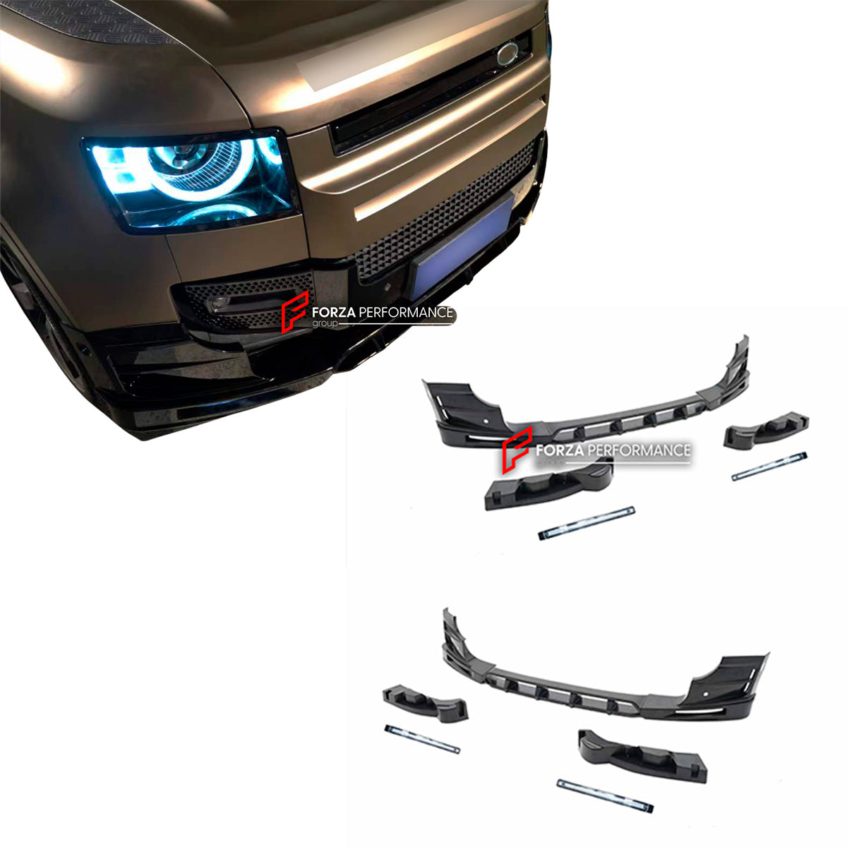 FRONT LIP WITH LED BAR for LAND ROVER DEFENDER L663 2020+