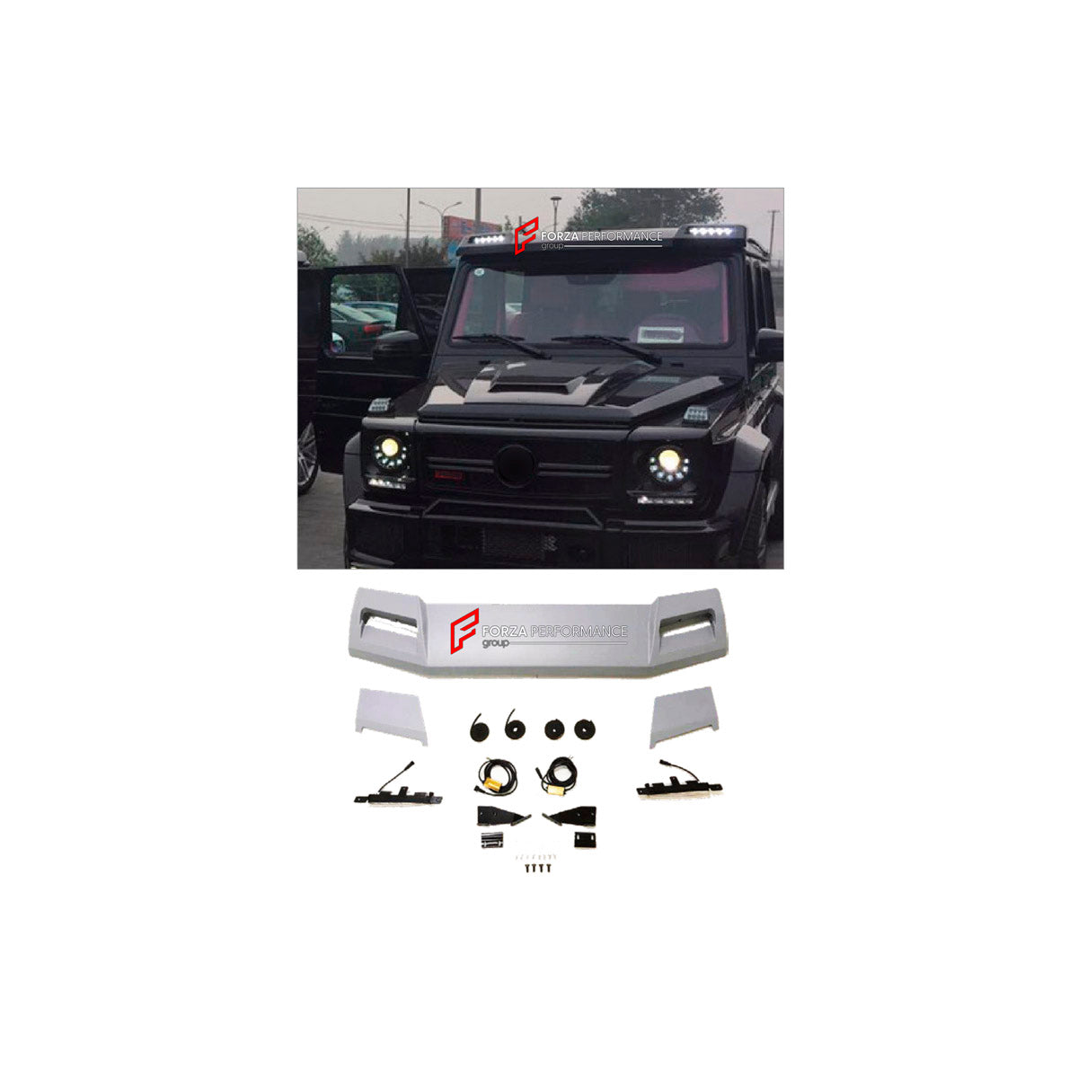 ROOF LIGHT BAR for MERCEDES-BENZ G-CLASS W463 4X4 2008 - 2018 FORZA PERFORMANCE custom fit 4X4 Style

Set includes:
Roof Light Bar

Material: Plastic

NOTE: Professional installation is required.