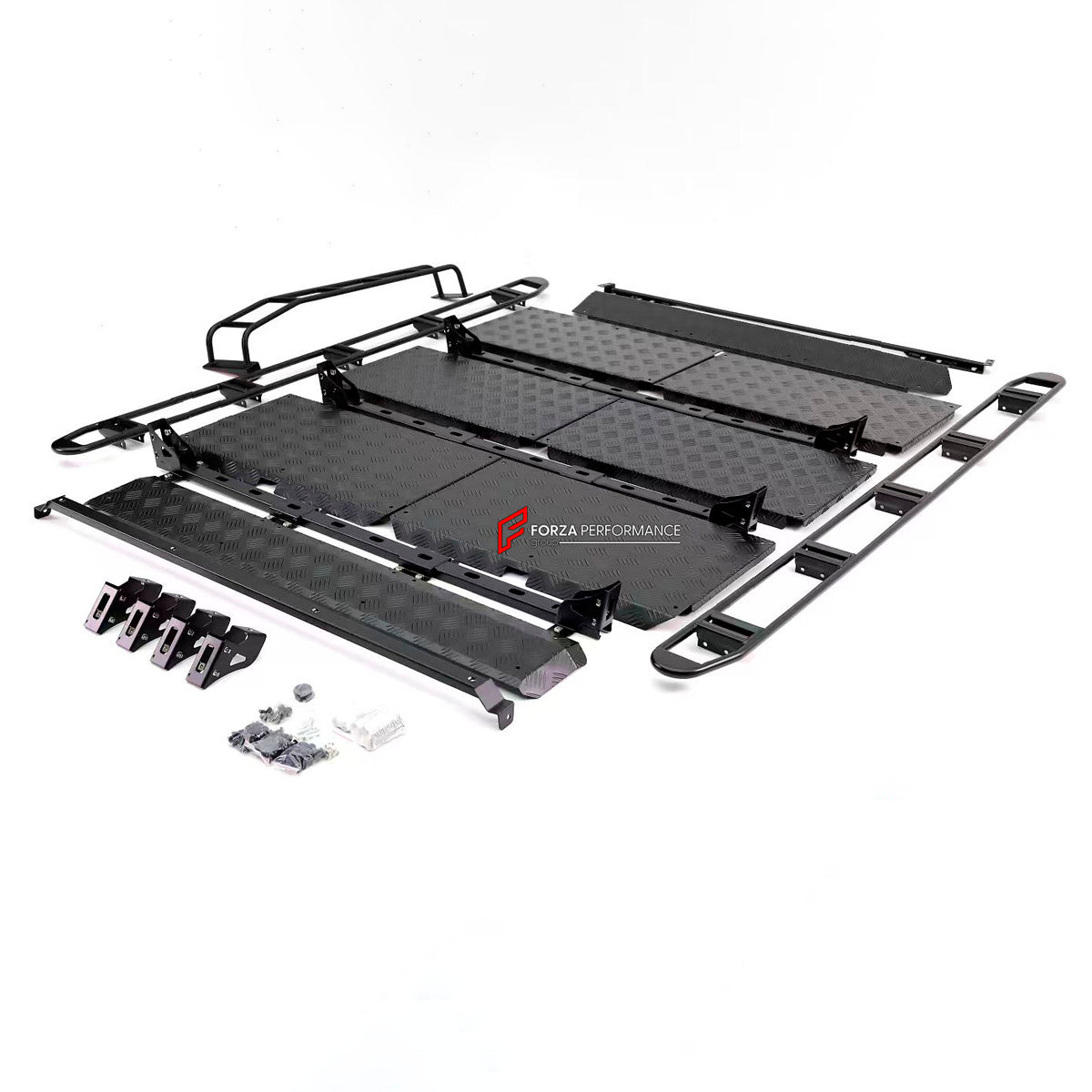 ROOF RACK BAR LUGGAGE WITH LADDER 4x4 for MERCEDES BENZ G-CLASS W463A W464 G63 G550

Set includes:

Roof Rack Assembly
Rear Ladder
Mounting Hardware

Material: Aluminium plates and iron bars