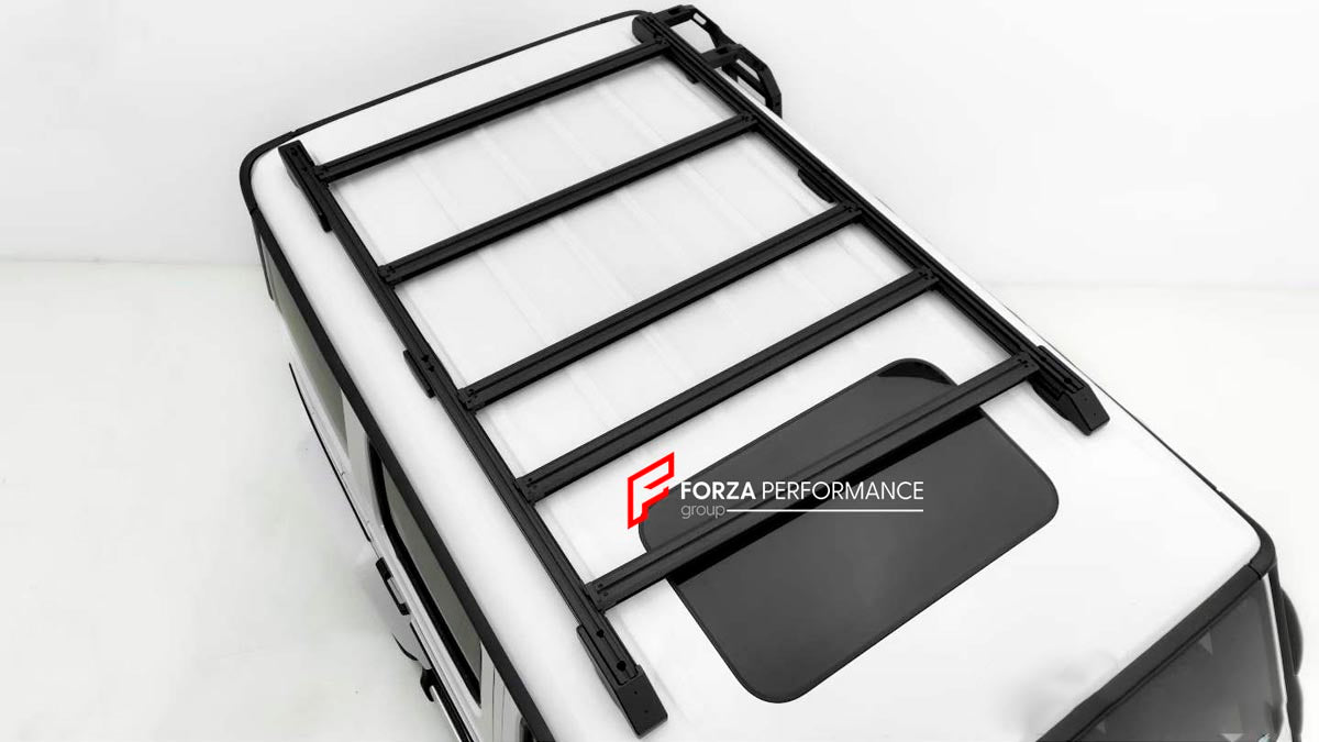 PROFESSIONAL STYLE 4X4 SQUARED ROOF RACK BAR LUGGAGE WITH LADDER for MERCEDES BENZ G-CLASS W465 W464 W463A G63 G550 G500 G450D 2019+
Set includes:

Roof Rack Assembly
Rear Ladder
Material: Aluminium

NOTE: Professional installation is required.