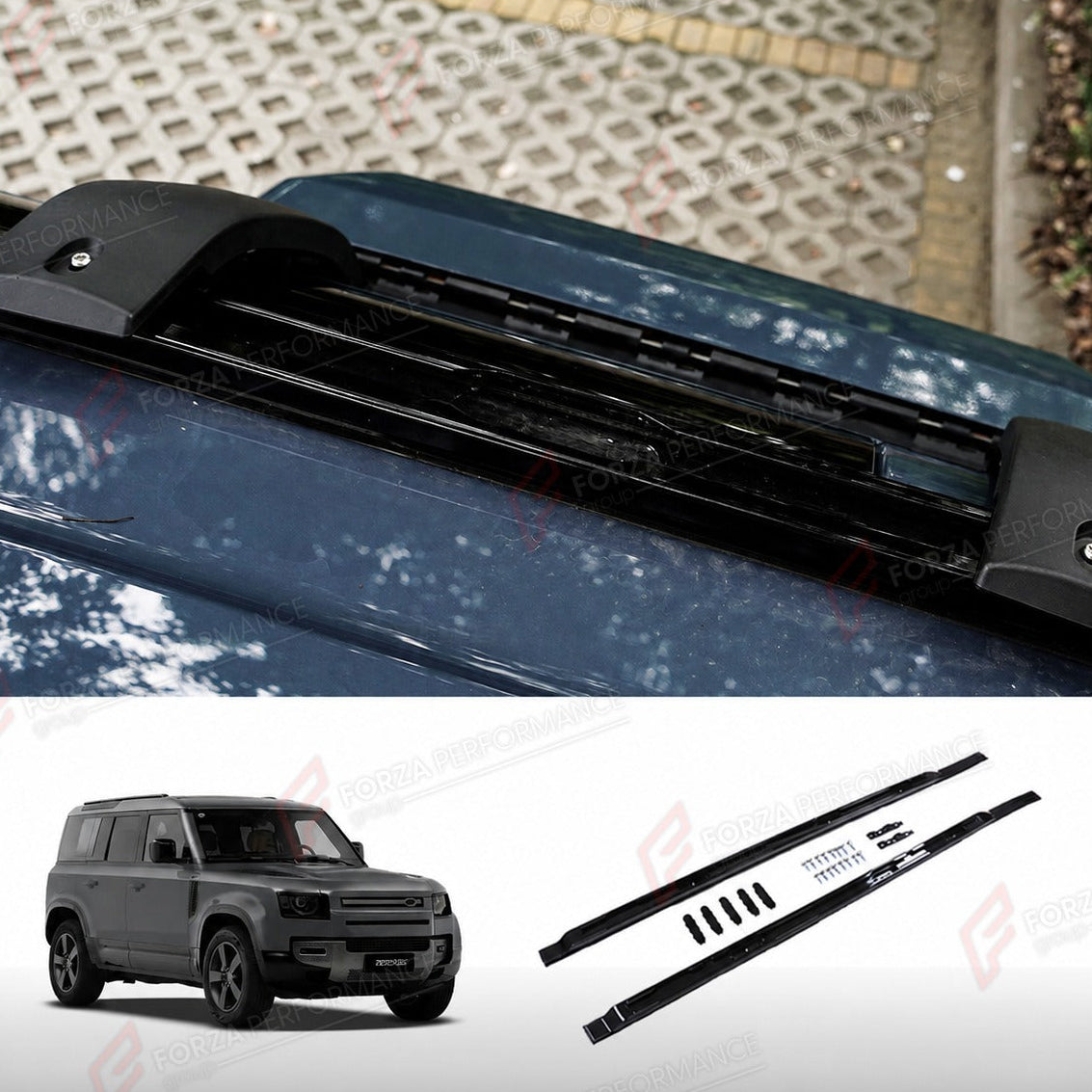 ROOF RAILS for LAND ROVER DEFENDER 90 110 130 L663 2020+
Set includes:

Roof Rails
Material: Aluminium

NOTE: Professional installation is required.