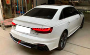RS4 STYLE REAR BUMPER with DIFFUSER for AUDI A4 B9 2020 - 2021

Set includes:

Rear Bumper
Rear Diffuser
Exhaust Tips

Material: ABS+PP Plastic

Note: Professional installation is required