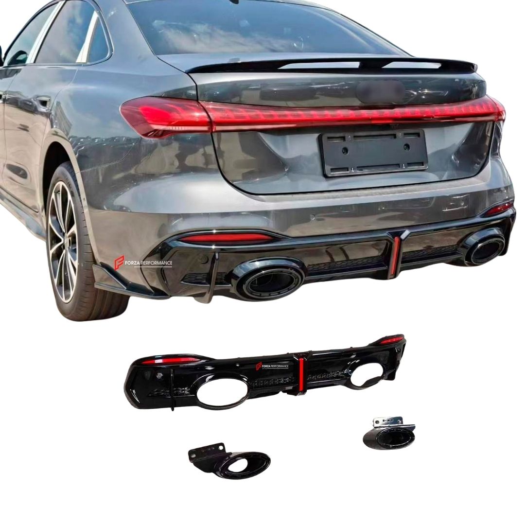 RS5 STYLE REAR DIFFUSER for AUDI A5L B10 2025+ Forza Performance Custom fit

Set includes:
Rear Diffuser
Exhaust Tips

Material: Plastic

NOTE: Professional installation is required.
