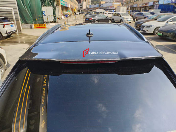 RSQ8 STYLE REAR ROOF SPOILER SQ8 STYLE REAR DIFFUSER WITH EXHAUST TIPS for AUDI Q8 4M 2019 - 2023 | SQ8 4M 2019 - 2024  Set includes:  Roof Spoiler Rear Diffuser Exhaust tips Material: Plastic + Carbon fiber