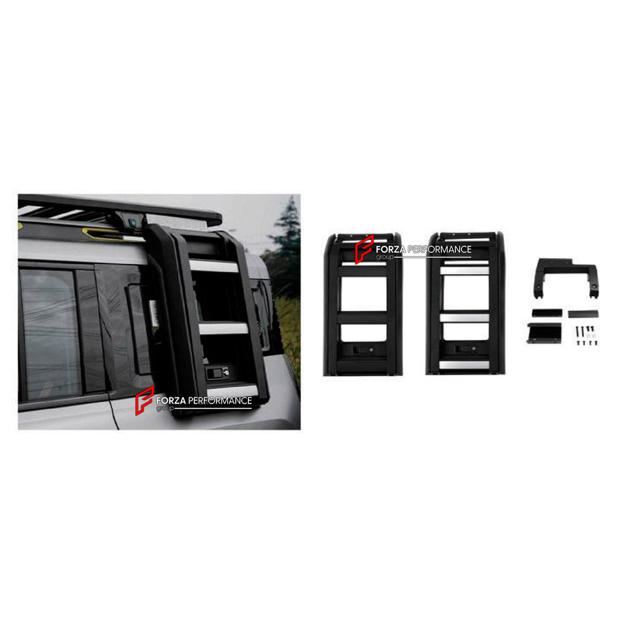 SIDE LADDER for JETOUR T2 TRAVELLER 2024+ FORZA PERFORMANCE custom fit Defender Style

Set includes:
Side Ladder

Material: Plastic

NOTE: Professional installation is required.