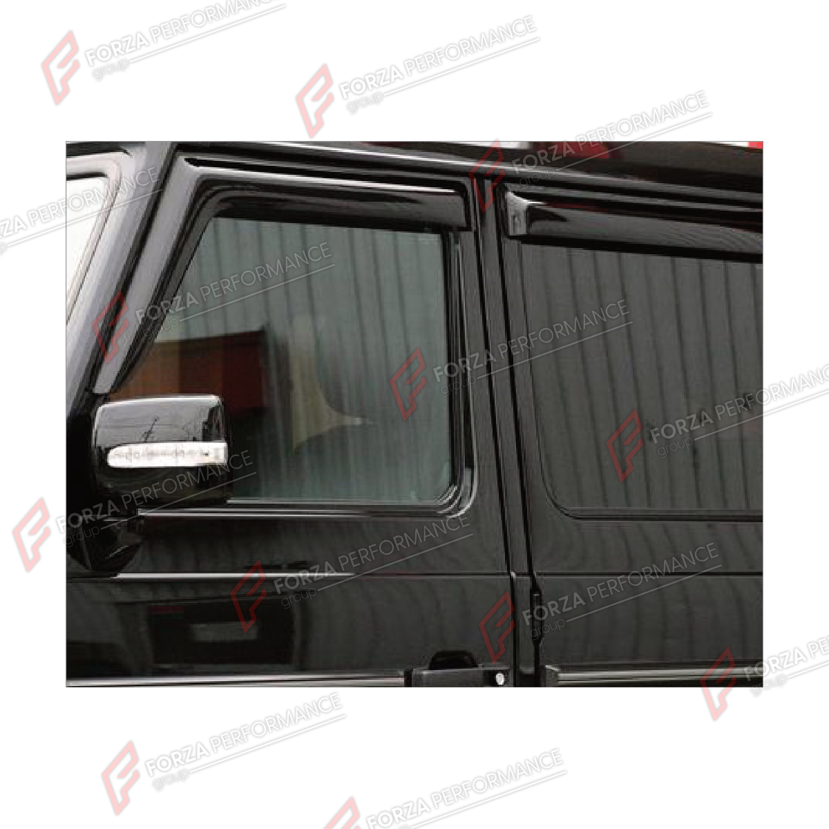 SIDE WINDOW VENT VISOR DEFLECTORS for MERCEDES-BENZ G-CLASS W463 G63 2008 - 2018

Set includes:
Side Window Vent Visor Deflectors

Material: Plastic

NOTE: Professional installation is required.