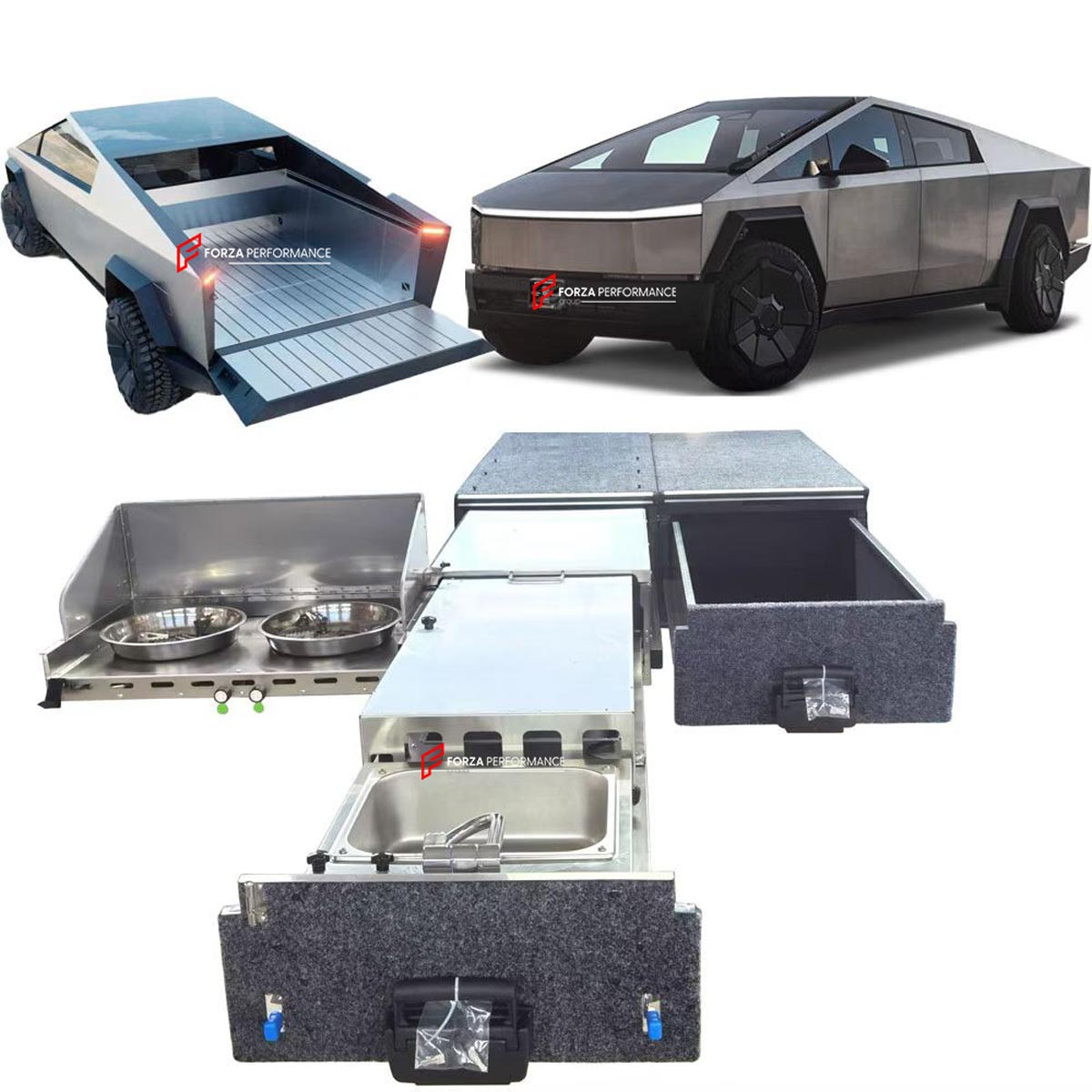 Slide Kitchen Drawer Cargo Storage kit For Tesla Cybertruck
