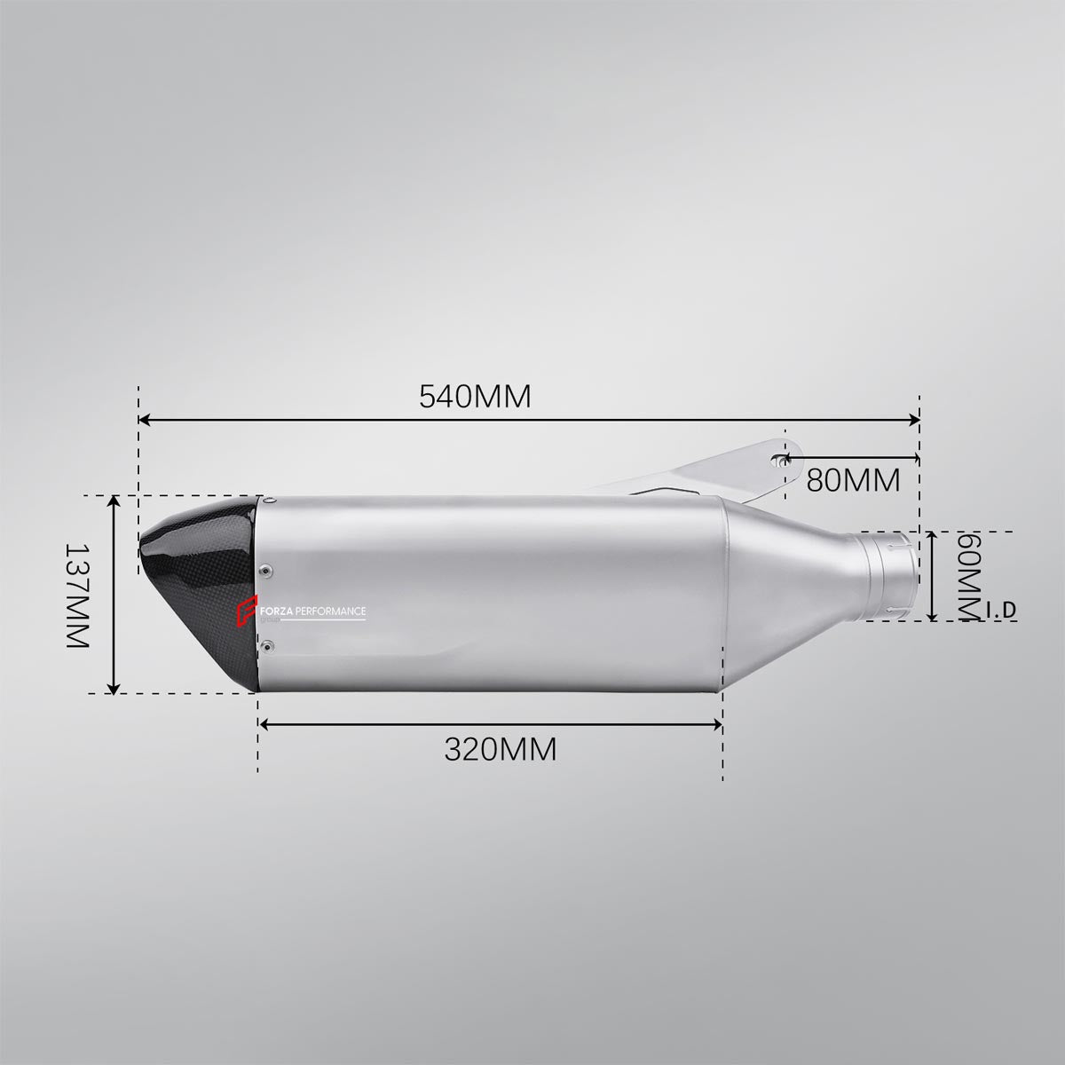SLIP ON MOTORCYCLE EXHAUST MUFFLER for BMW S1000R S1000RR 2019 - 2024
Set includes:

Slip-On Muffler (60mm inlet) with Carbon Fiber End Cap
Mounting Bracket and Hardware
Material: Titanium + Carbon Fiber

NOTE: Professional installation is required.
Weight: 2.339 kg
