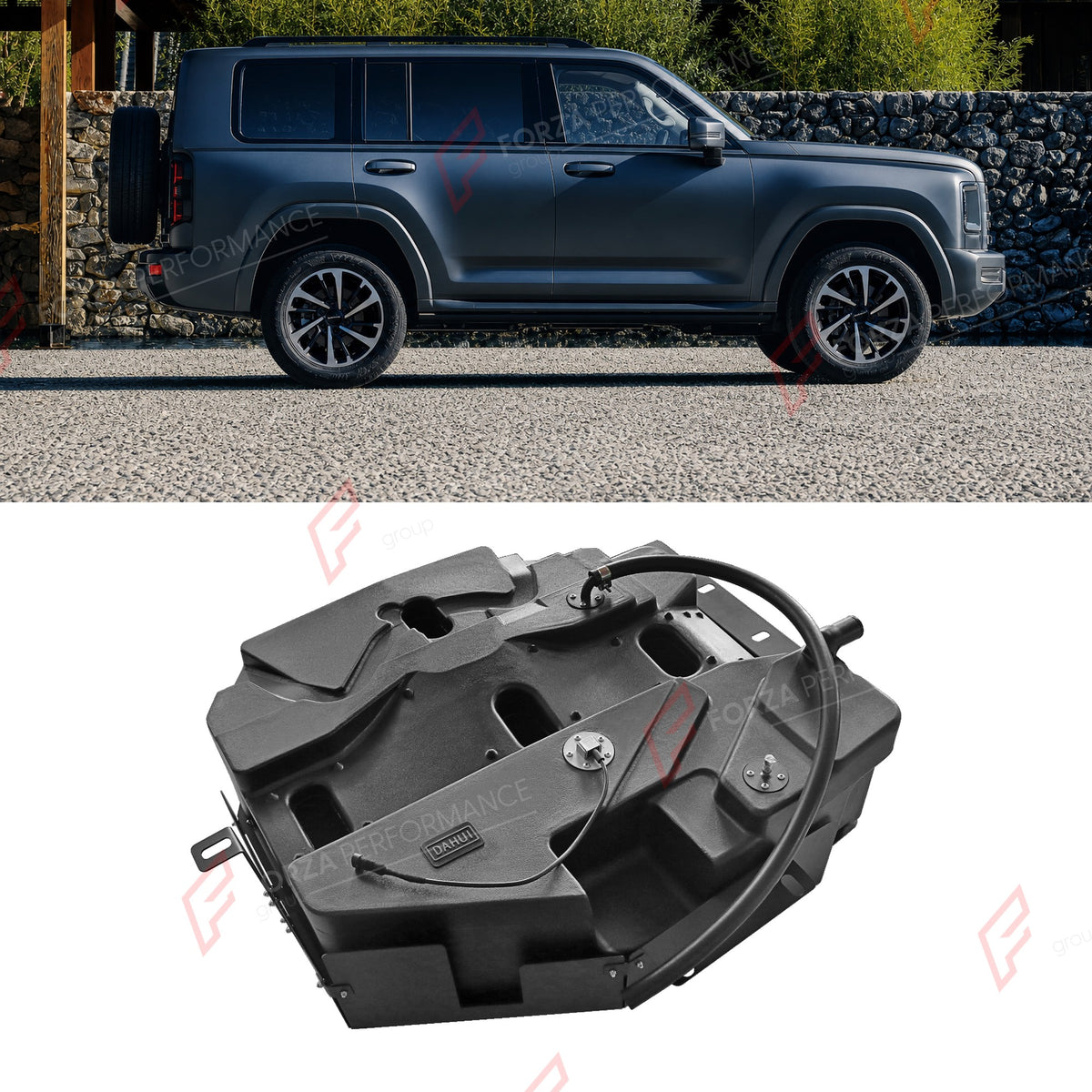 SPARE TIRE AUXILIARY LONG RANGE FUEL TANK SYSTEM 120L (EXTRA 32 GAL) EXTENDED RANGE for NEW 2ND-GEN HAVAL H9 2024+