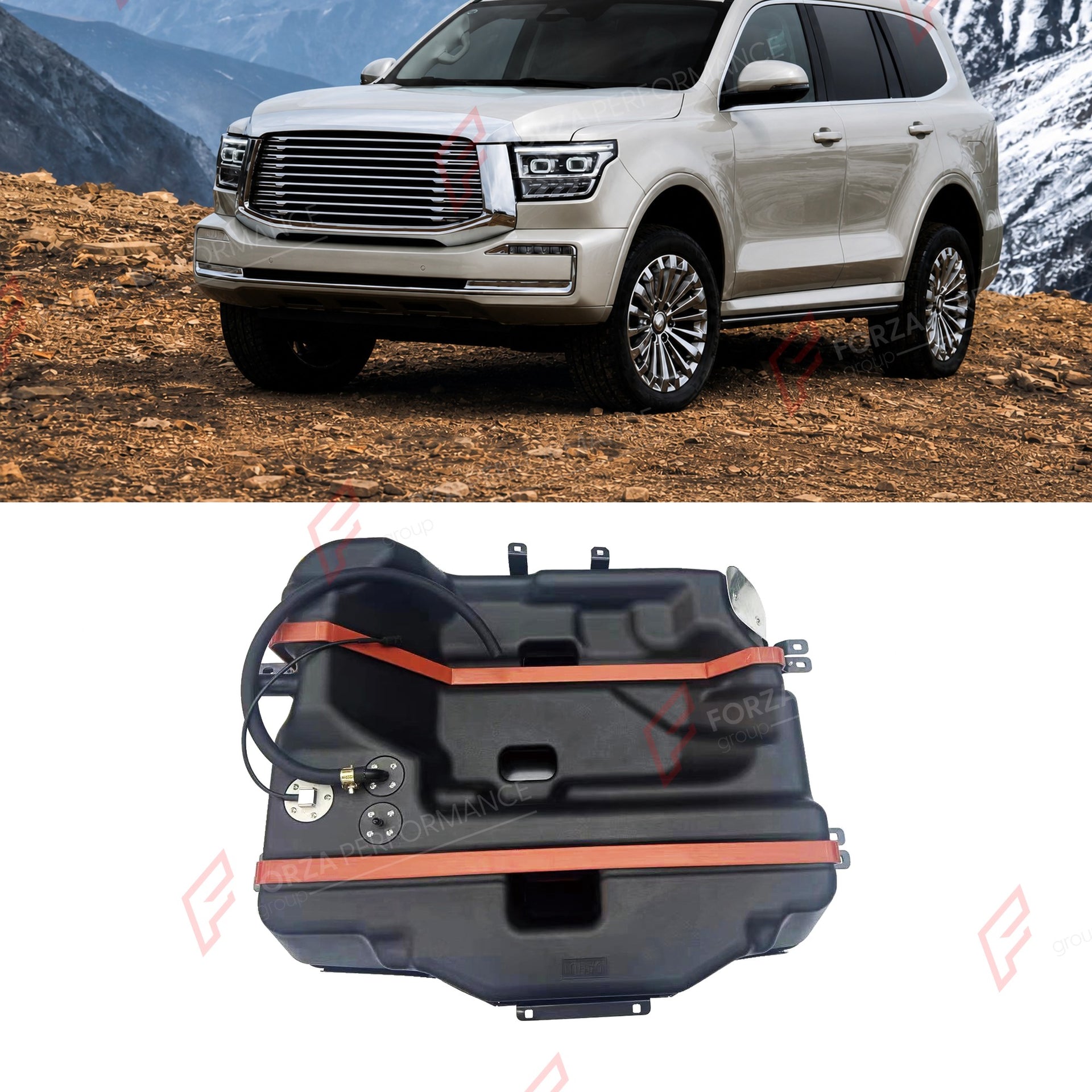 SPARE TIRE AUXILIARY LONG RANGE FUEL TANK SYSTEM 85L (EXTRA 22 GAL) EXTENDED RANGE for GWM TANK 500 HI4-T 2023+