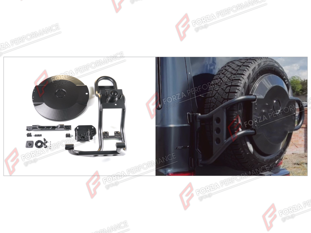 SPARE WHEEL TIRE COVER WITH HOLDERS for MERCEDES-BENZ G-CLASS W465 G63 G450D G500 G550 2025+

Set includes:
Spare Wheel Tire Cover With Holders

Material: Plastic

NOTE: Professional installation is required.